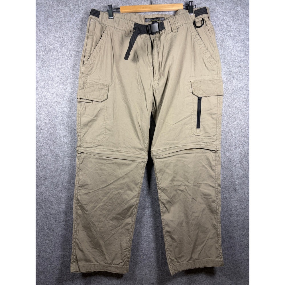 BC Clothing Mens Convertible Cargo Hiking Pants KhakiTan XXL x 30 ZipOff Shorts
